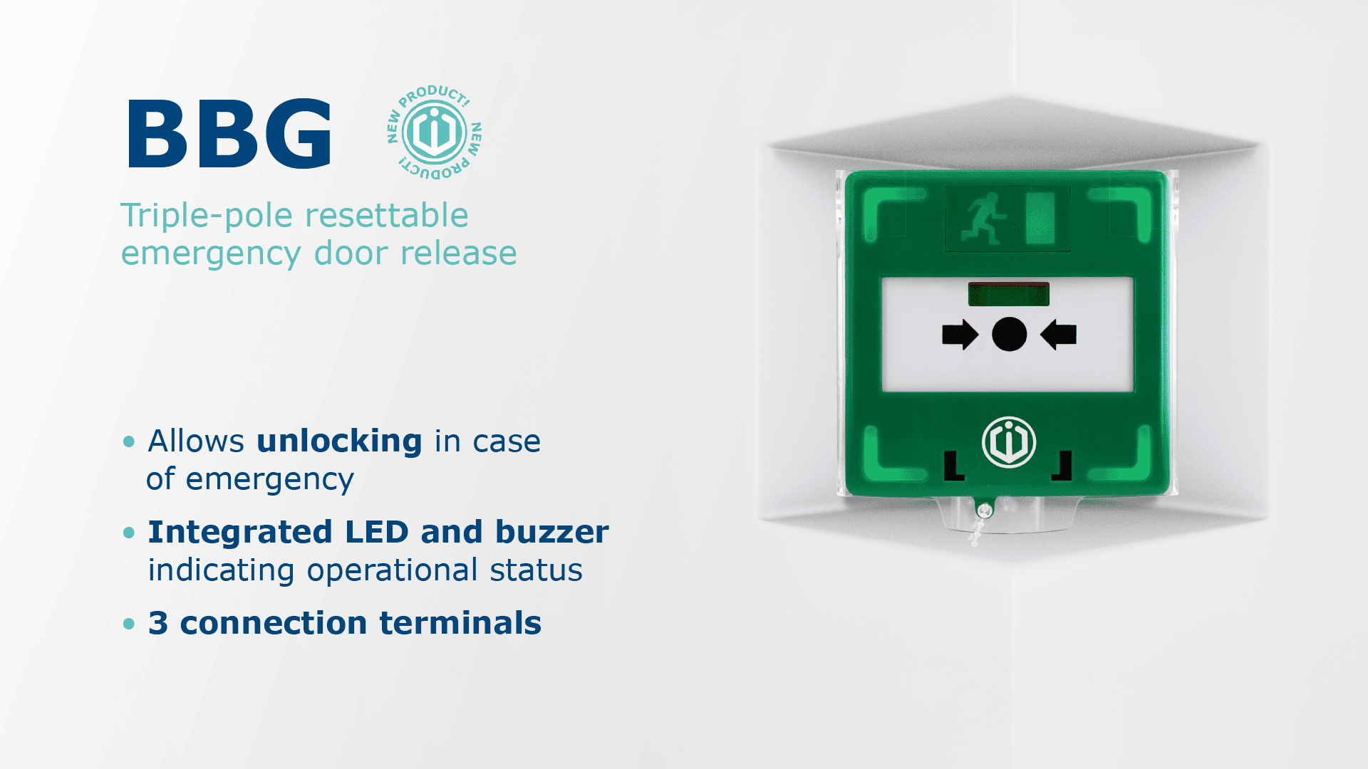 Triple-pole resettable emergency door release